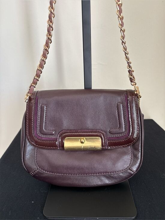 Coach Handbags - Coach Kristin Plum Purple Leather Crossbody Bag w/ Gold Hardware & Hangtag Y2K